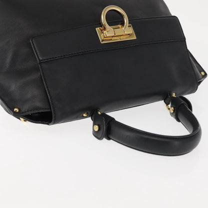 Salvatore Ferragamo Sofia Satchel Leather, BLACK, LEATHER, Handbag