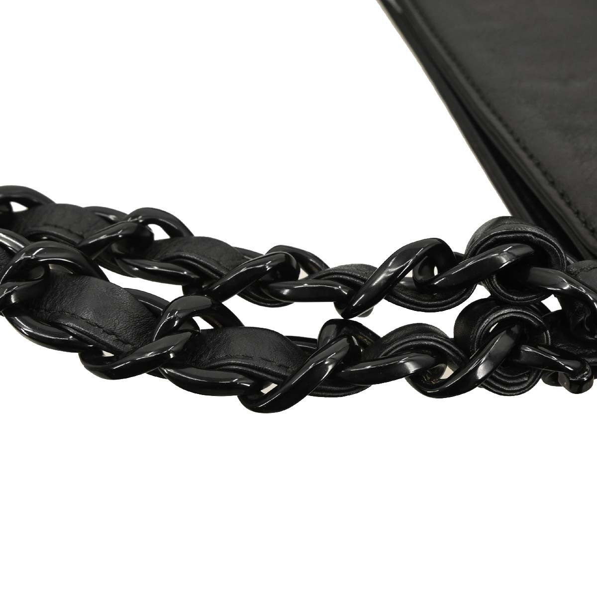 Chanel Vintage CC Resin Chain Tote Leather, BLACK, LEATHER, Tote bag