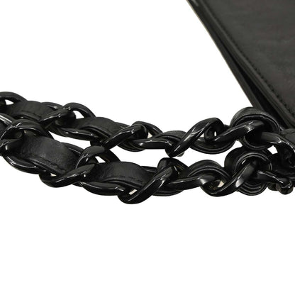Chanel Vintage CC Resin Chain Tote Leather, BLACK, LEATHER, Tote bag