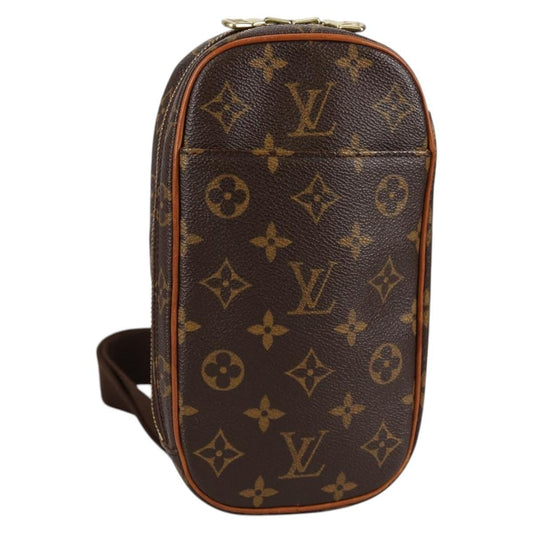 Louis Vuitton Pochette Gange Monogram Canvas, BROWN, CANVAS, Clutche & pouche