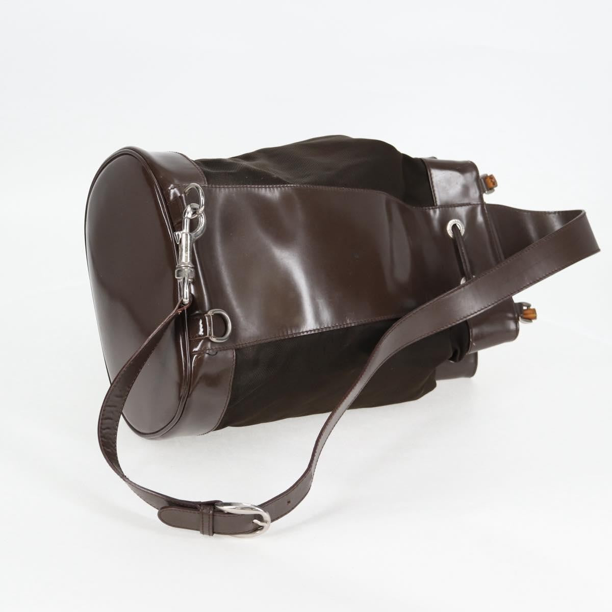 Gucci Vintage Bamboo Sling Backpack Nylon, BROWN, NYLON, Backpack