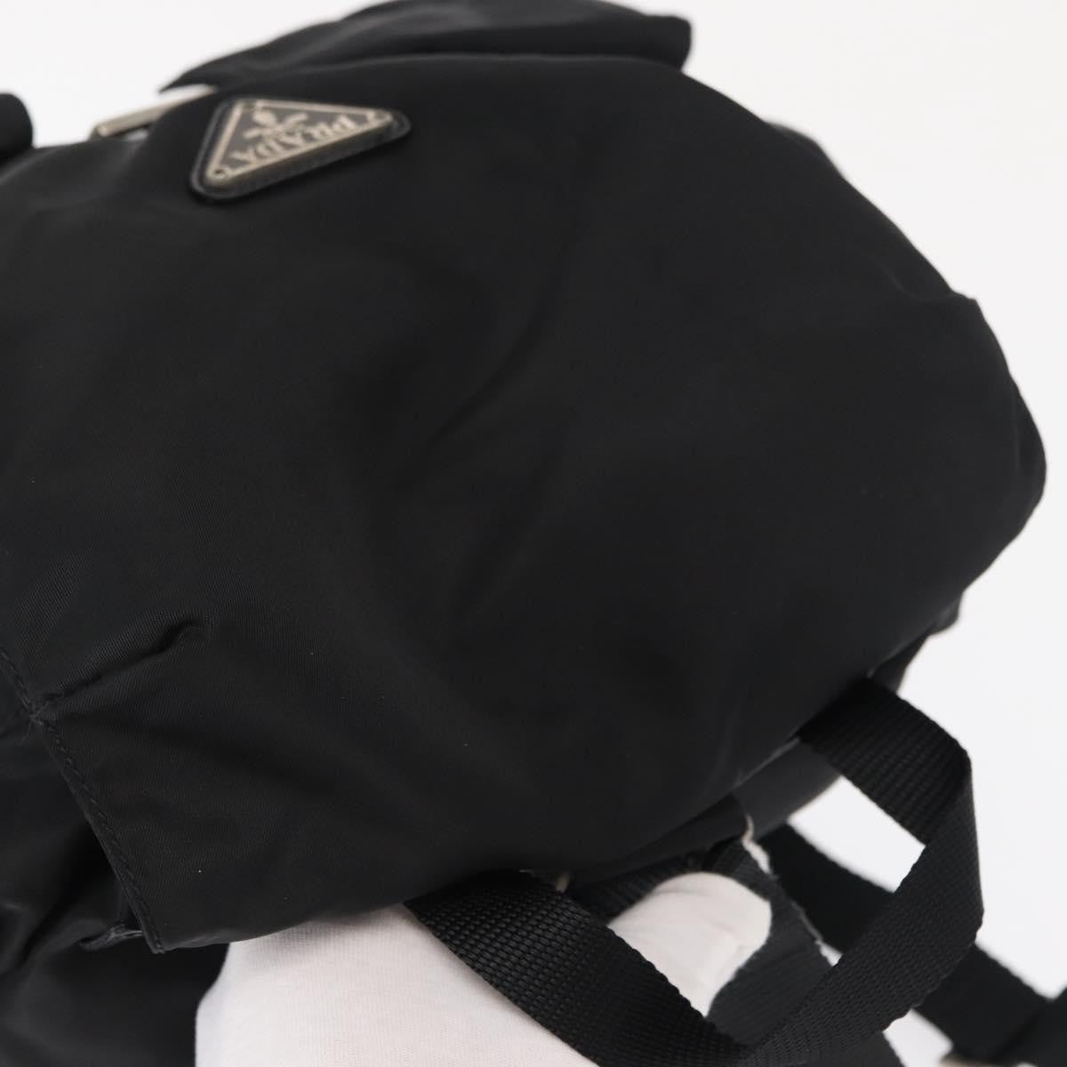 Prada Double Front Pocket Backpack Re-Nylon with Leather, BLACK, NYLON, Backpack