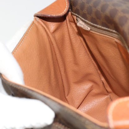Celine Vintage Macadam Circle Logo Shoulder Bag Canvas and Leather, Brown, Canvas, Shoulder Bag
