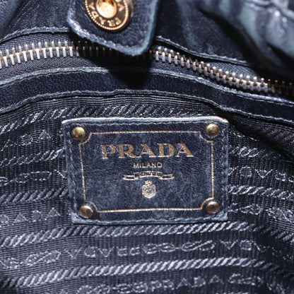 Prada Bow Tie Pleated Tote Leather, BLACK, LEATHER, Handbag