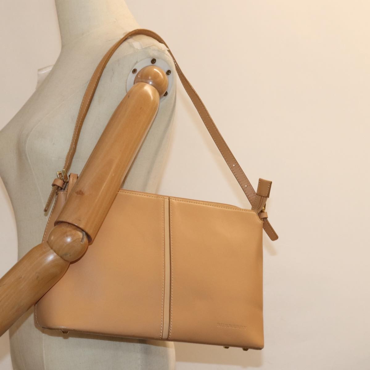 Burberry Nova check Shoulder bag Leather, Beige, Leather, Shoulder Bag