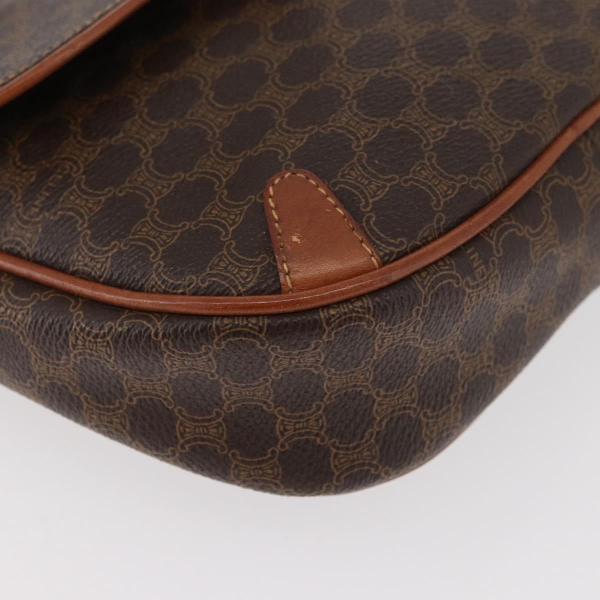 Celine Vintage Macadam Shoulder Bag Canvas, Brown, PVC, Shoulder Bag