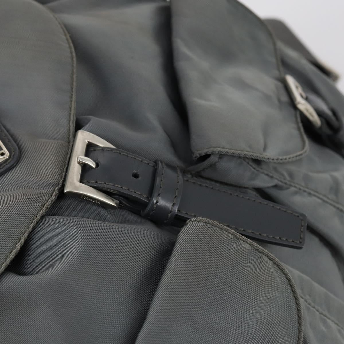 Prada Double Front Pocket Backpack Tessuto, Gray, Nylon, Backpack