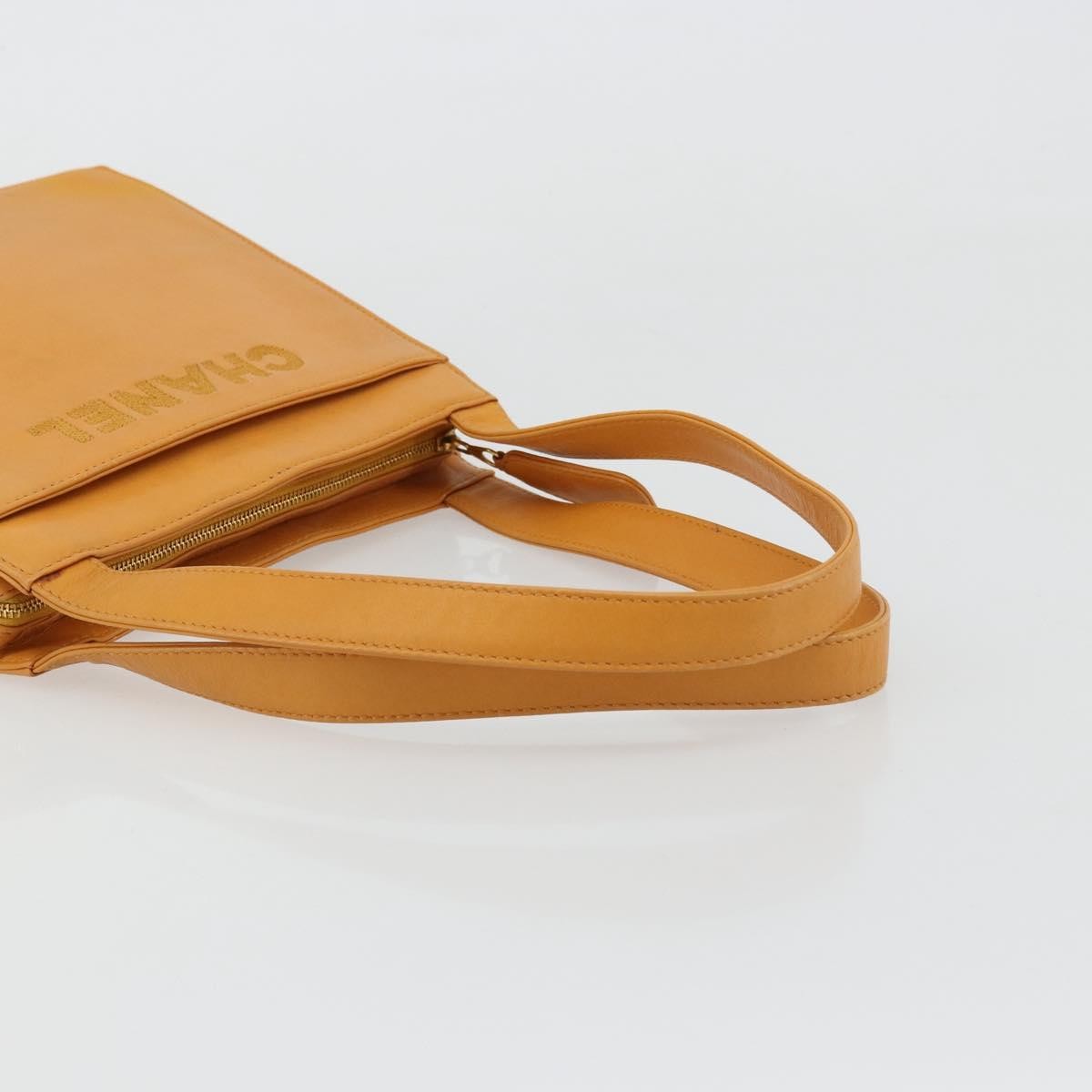 Chanel Vintage Logo Tote Leather, Camel, Leather, Tote Bag