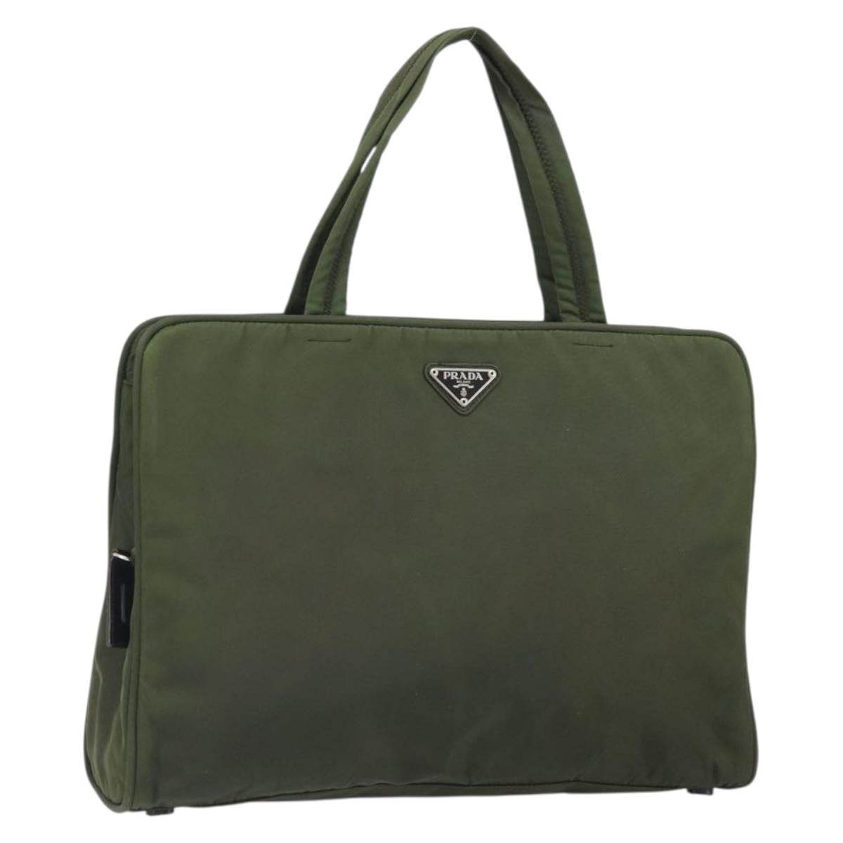 Prada Vintage Zip Handbag Tessuto, GREEN, NYLON, Handbag