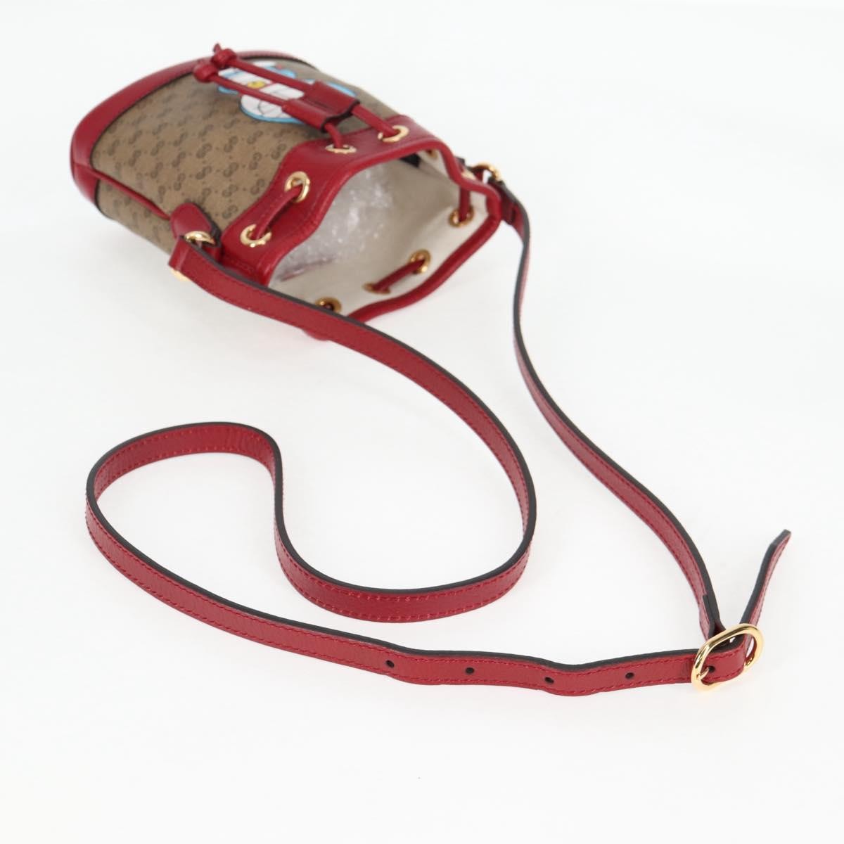 Gucci Doraemon Bucket Bag Printed Mini GG Coated Canvas, BEIGE, PVC, Crossbody bag