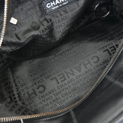 Chanel Square Stitch Bowler Bag Quilted Caviar, Black, Leather, Shoulder Bag