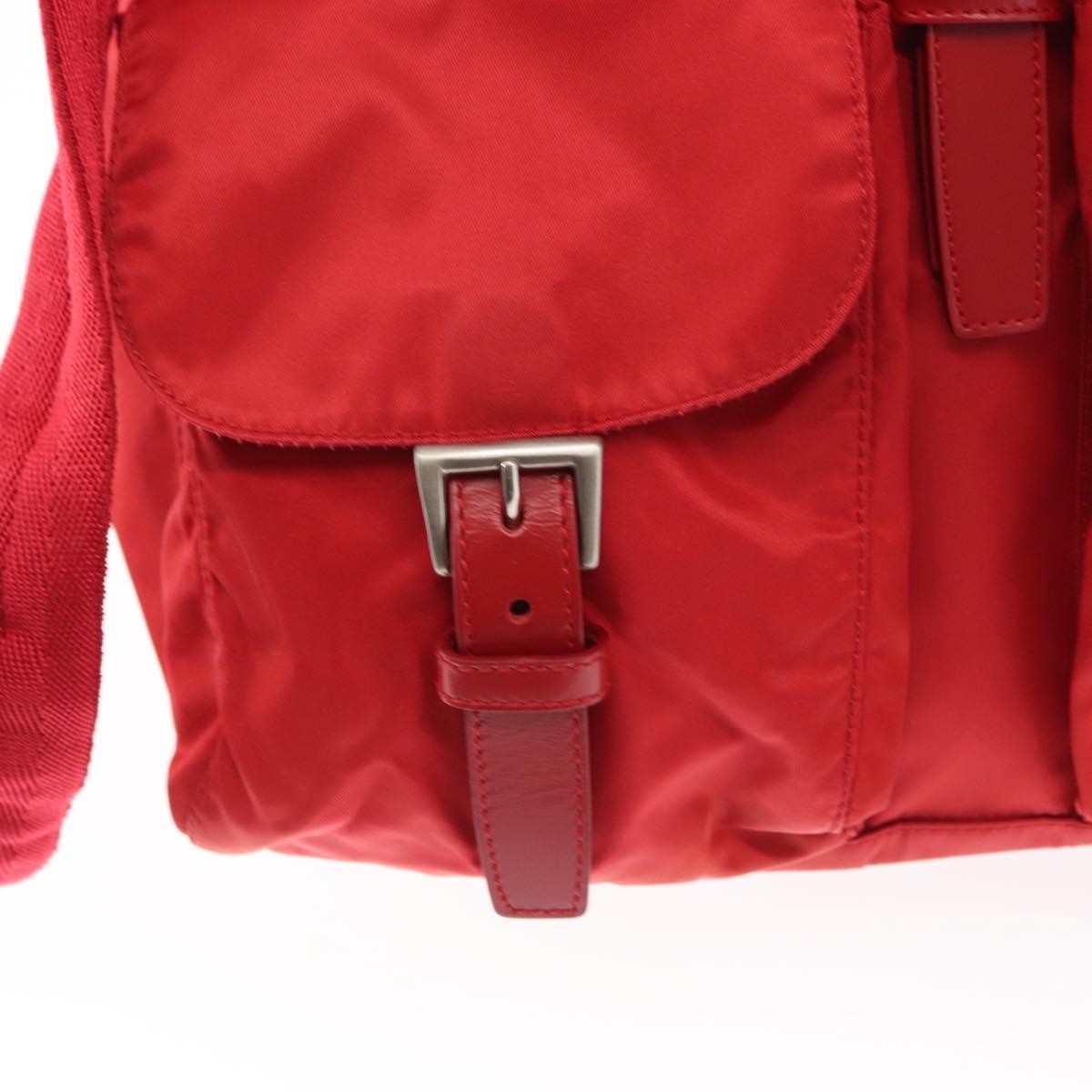 Prada Double Front Pocket Backpack Tessuto, Red, Nylon, Backpack