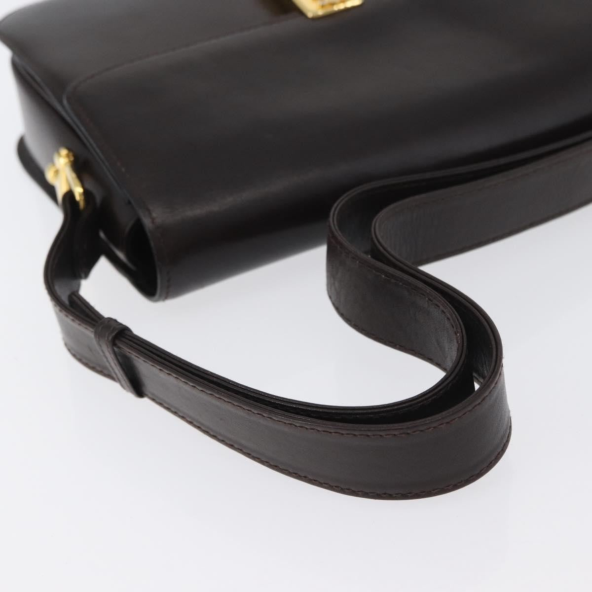 Celine Vintage Shoulder Bag Leather, BROWN, LEATHER, Shoulder bag
