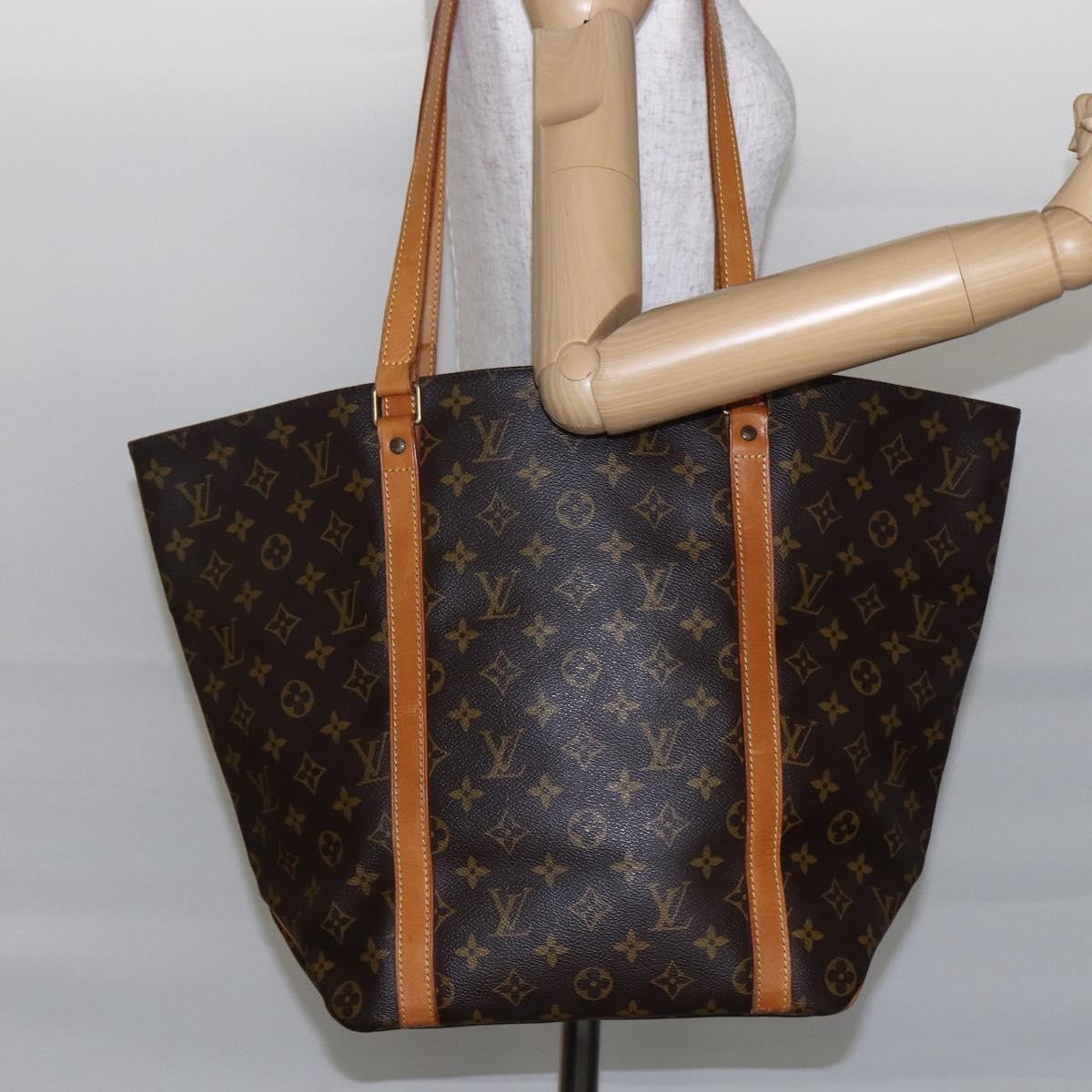Louis Vuitton Shopping Sac Handbag Monogram Canvas, BROWN, CANVAS, Tote bag