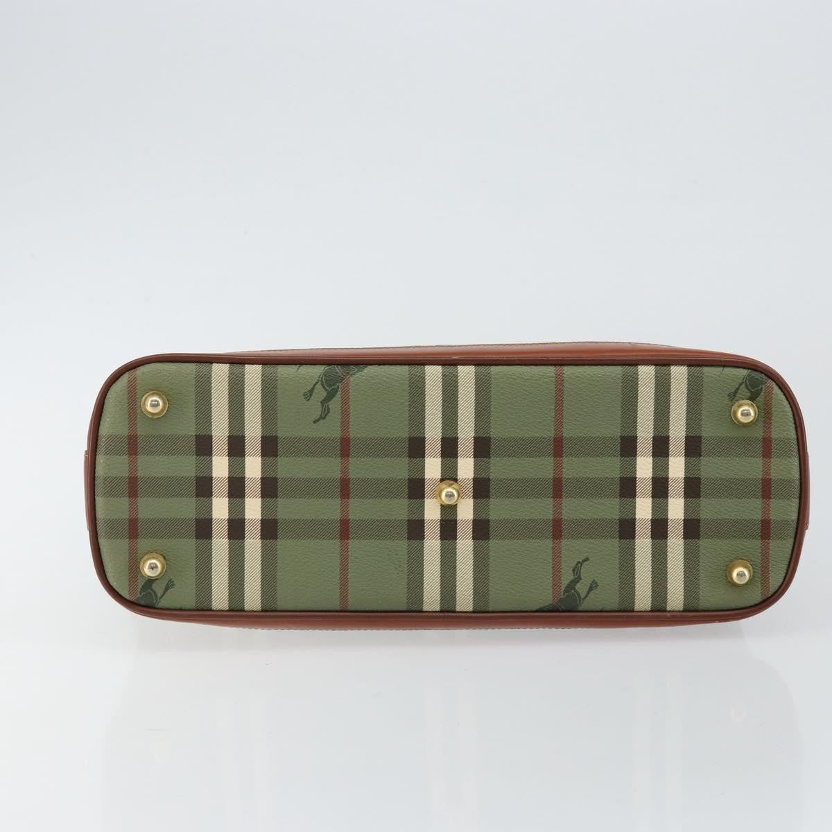 Burberry Nova Handbag Check Pattern, GREEN, PVC, Handbag