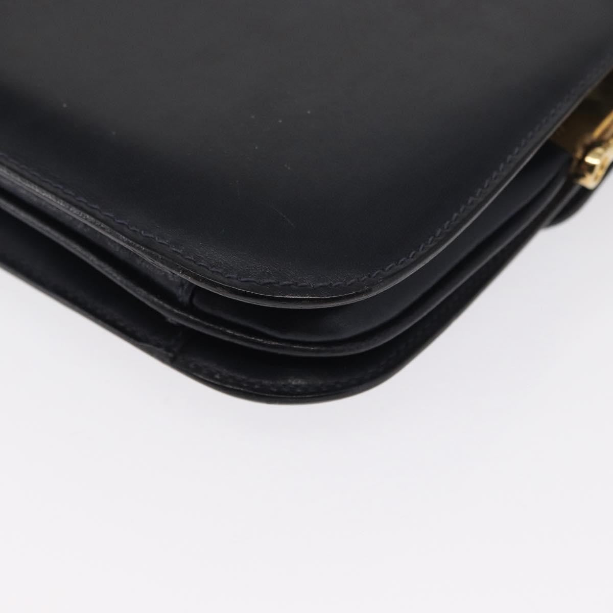 Celine Vintage Carriage Flap Bag Leather, NAVY, LEATHER, Shoulder bag
