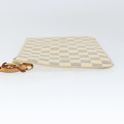 Louis Vuitton Neverfull Pochette Damier, WHITE, CANVAS, Clutche & pouche