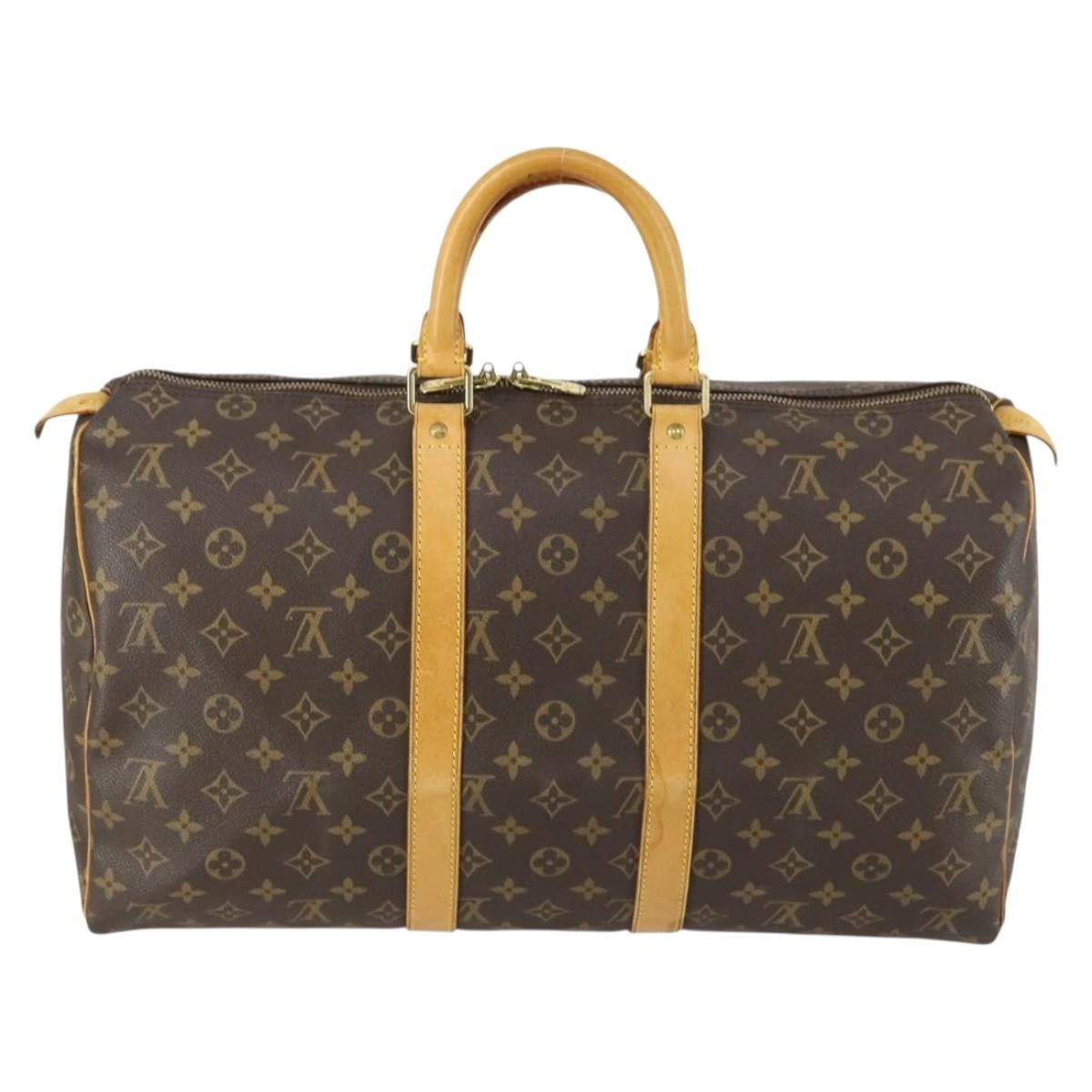 Louis Vuitton Keepall Bag Monogram Canvas, BROWN, CANVAS, Travel bag