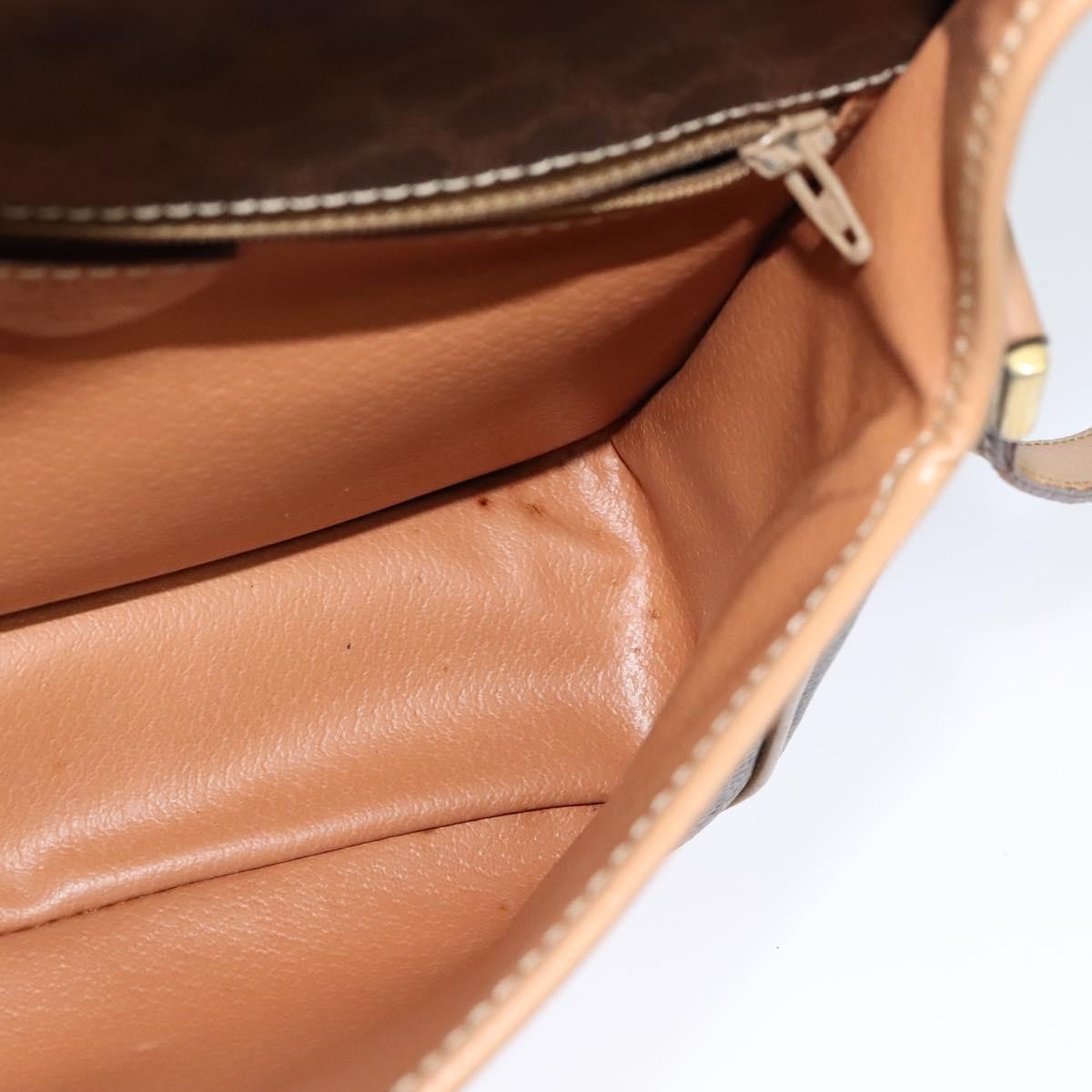Celine Vintage Macadam Circle Logo Shoulder Bag Canvas and Leather, Brown, Canvas, Shoulder Bag