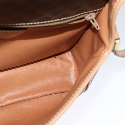 Celine Vintage Macadam Circle Logo Shoulder Bag Canvas and Leather, Brown, Canvas, Shoulder Bag