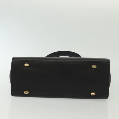 Celine Vintage Convertible Turnlock Top Handle Bag Leather, BLACK, LEATHER, Handbag