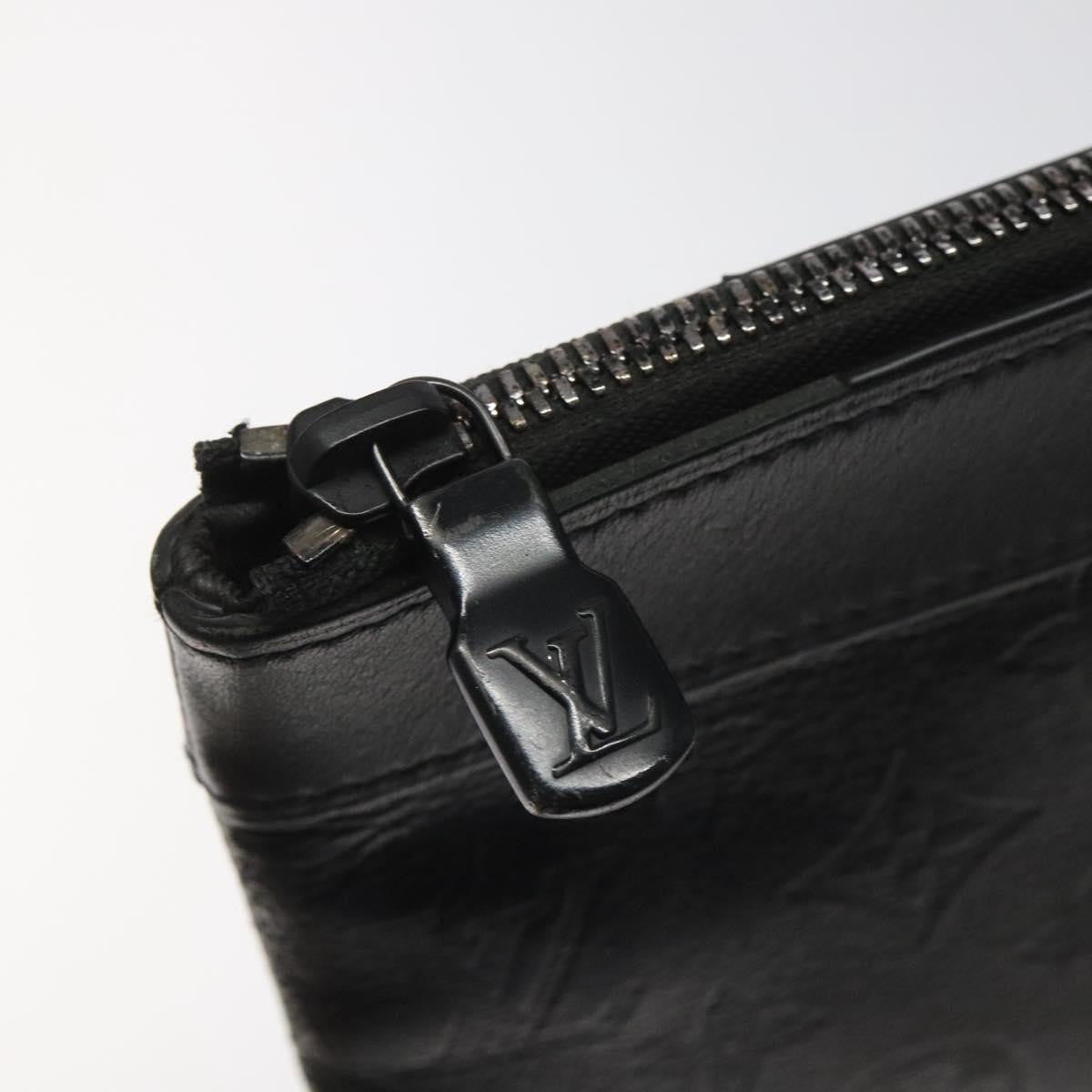 Louis Vuitton Discovery Pochette Monogram Shadow Leather, BLACK, LEATHER, Clutche & pouche