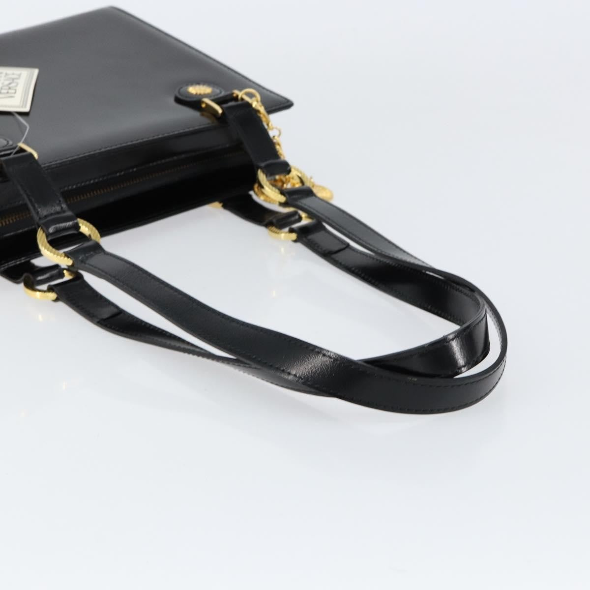 Versace Vintage Shoulder Bag Leather, BLACK, LEATHER, Tote bag
