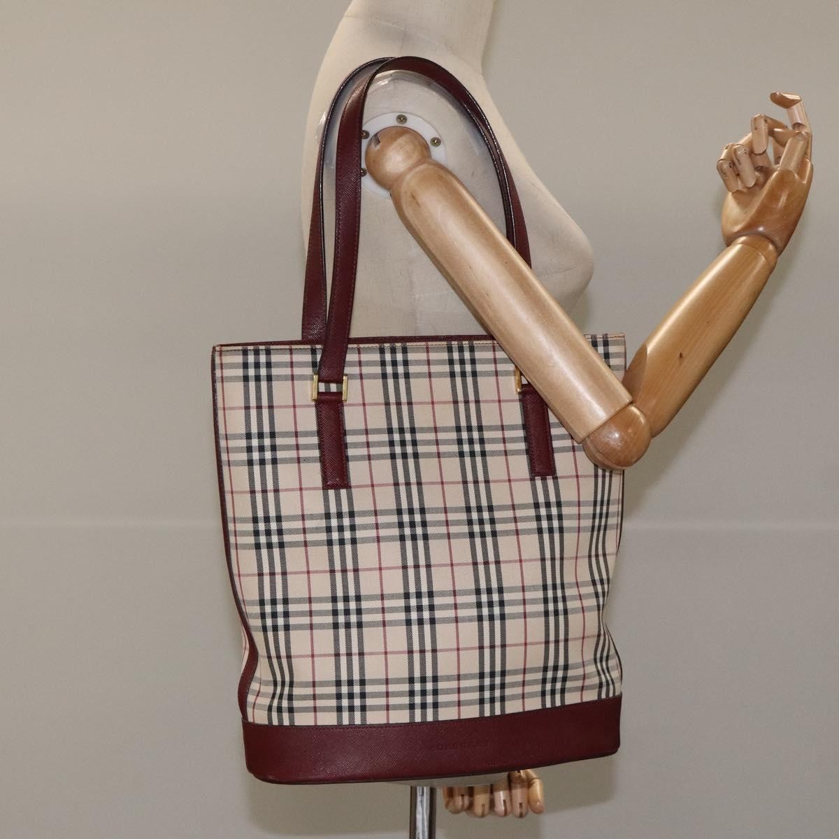 Burberry Nova Check Tote Canvas and Leather, BEIGE, CANVAS, Tote bag