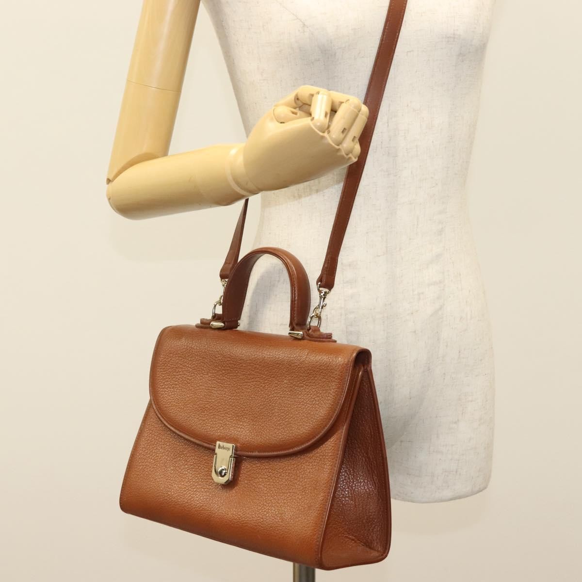 Burberry Vintage Handbag Leather, BROWN, LEATHER, Handbag