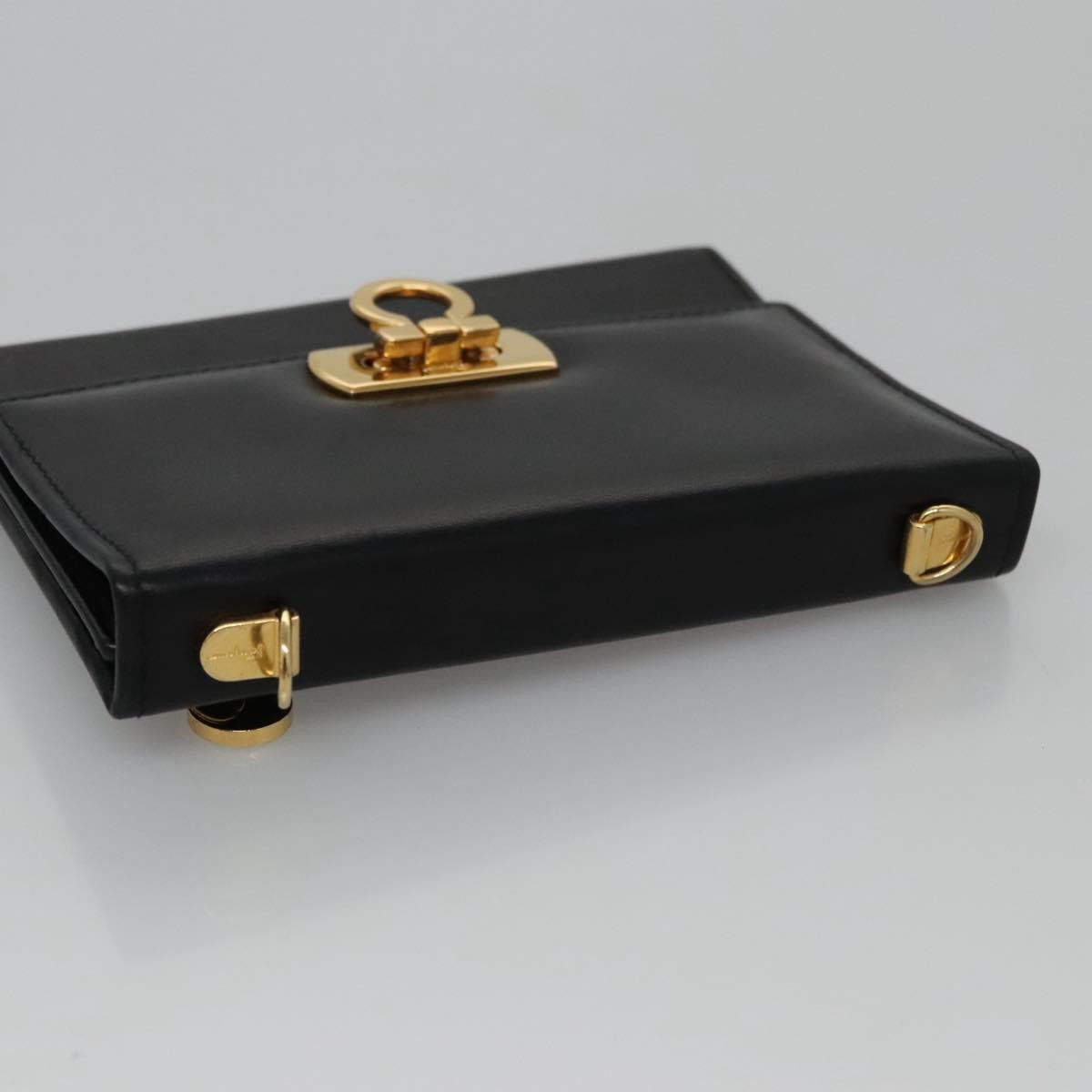 Salvatore Ferragamo Gancini Flap Wallet Leather, BLACK, LEATHER, Wallets