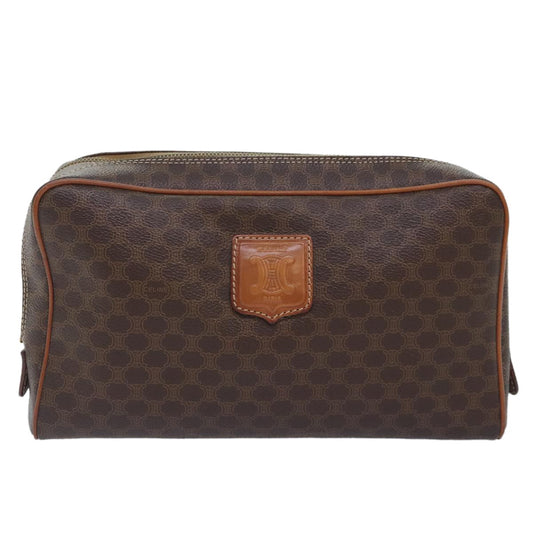 Celine Macadam Pochette Canvas and Leather, BROWN, CANVAS, Clutche & pouche