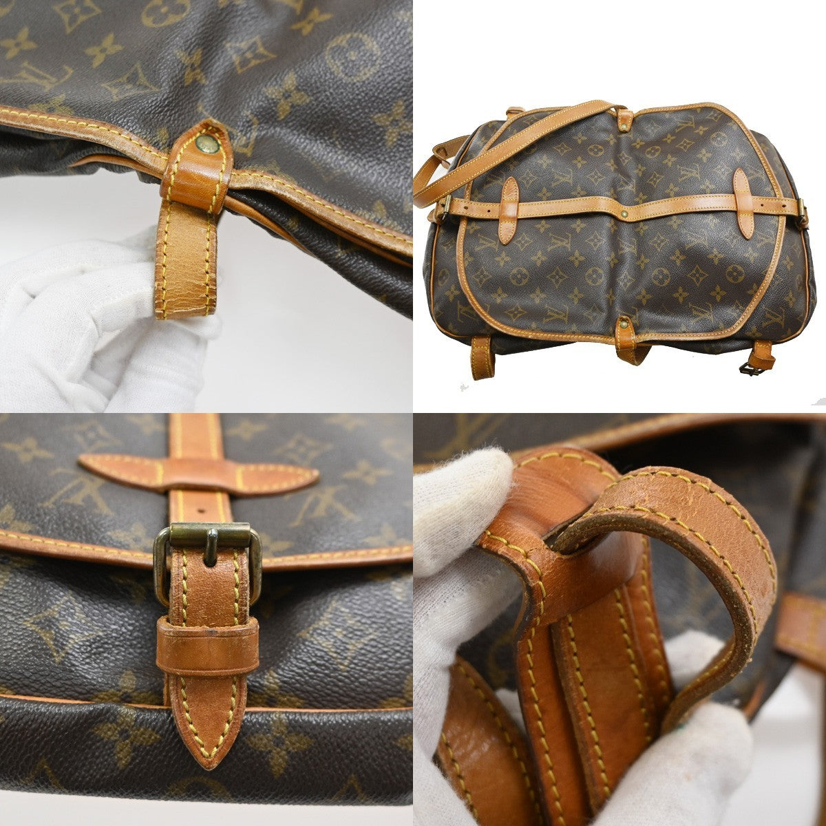 Louis Vuitton Saumur Handbag Monogram Canvas, Brown, Canvas, Shoulder Bag