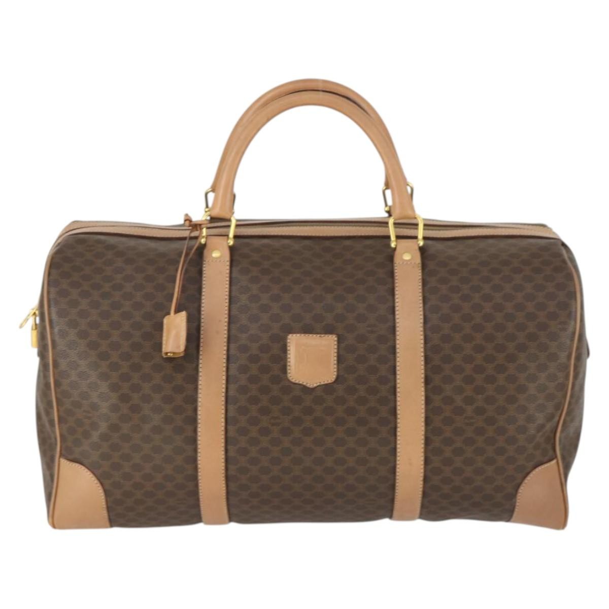 Celine Vintage Duffle Bag Canvas and Leather, BROWN, CANVAS, Travel bag
