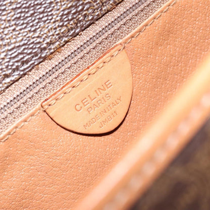 Celine Vintage Macadam Circle Logo Shoulder Bag Canvas and Leather, Brown, Canvas, Shoulder Bag