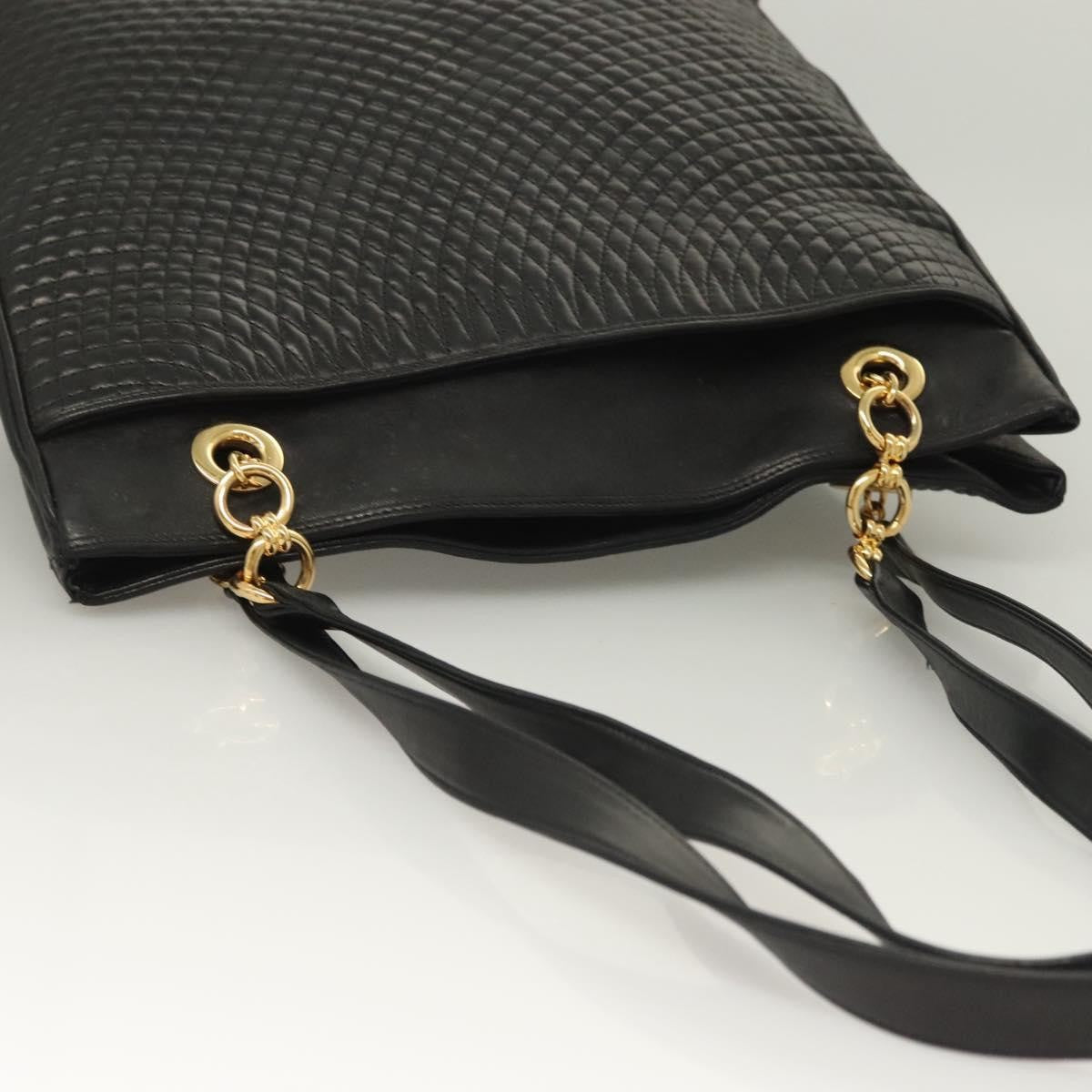 Bally Vintage Tote Bag Quilted Leather, BLACK, LEATHER, Tote bag