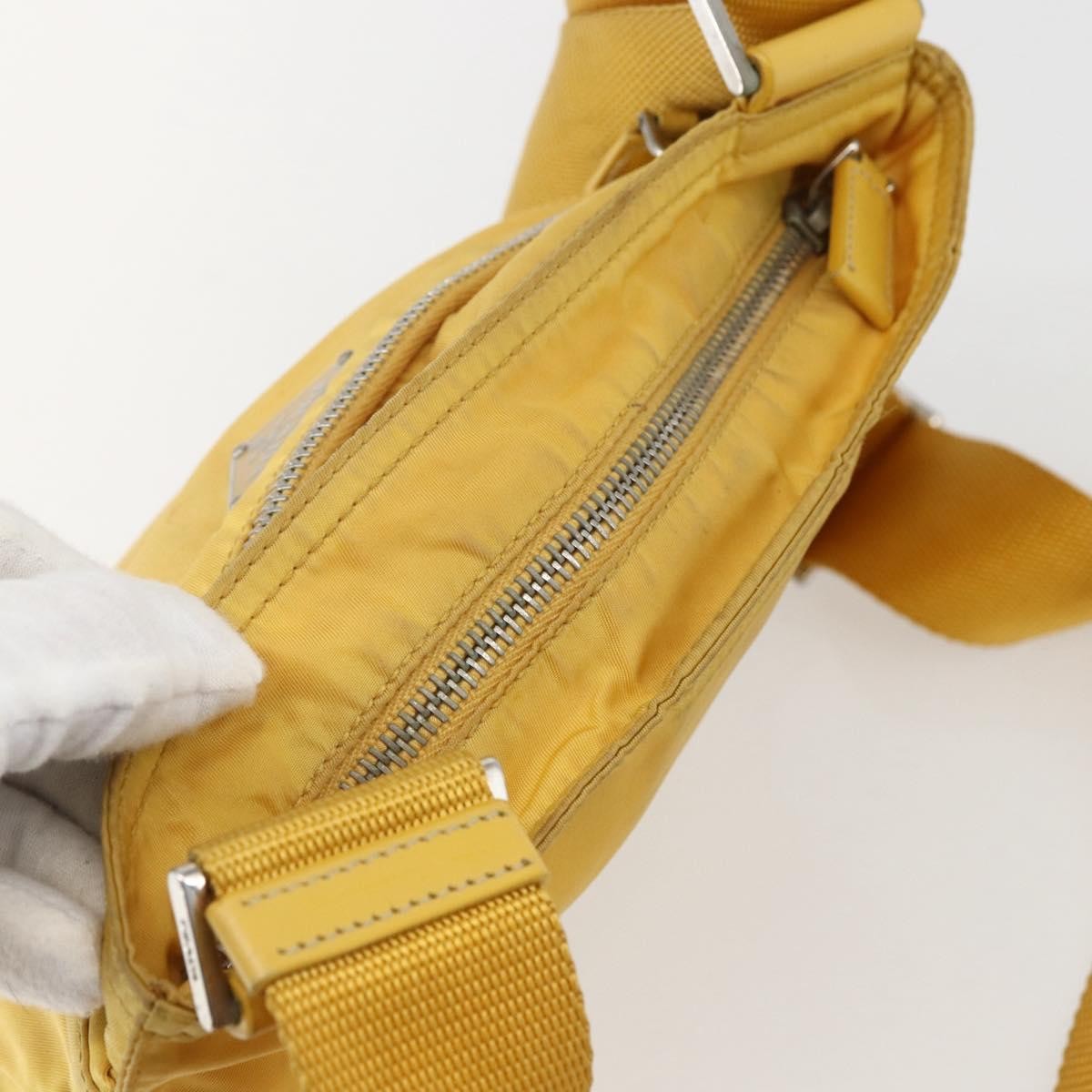 Prada Front Pocket Messenger Bag Tessuto, YELLOW, NYLON, Shoulder bag