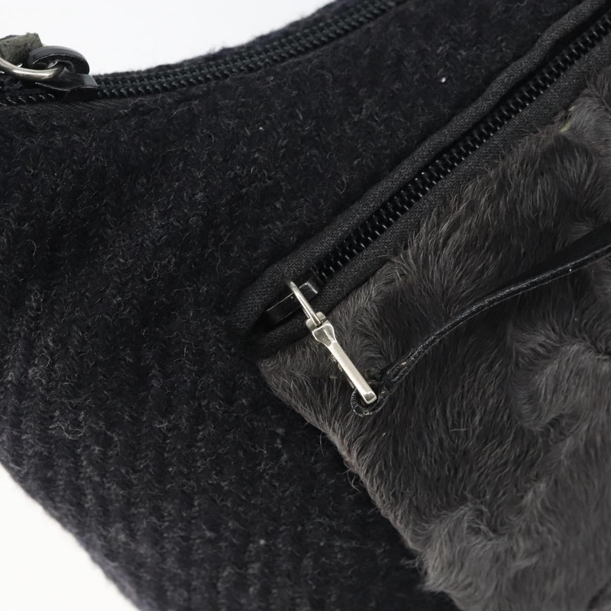 Prada Vintage Shoulder Bag Wool, BLACK, WOOL, Shoulder bag