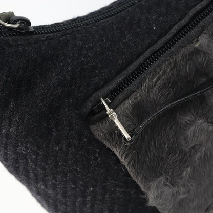 Prada Vintage Shoulder Bag Wool, BLACK, WOOL, Shoulder bag