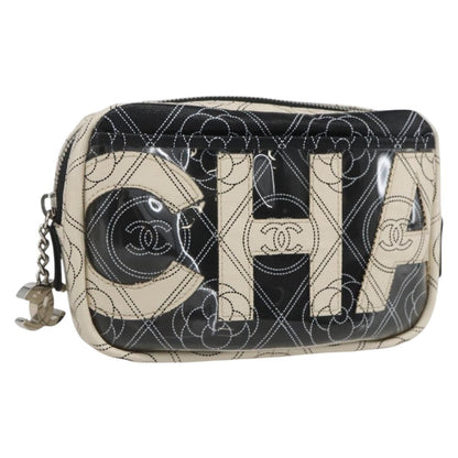 Chanel Logo Camera Case Clutch Printed Coated Canvas, Black, PVC, Clutch