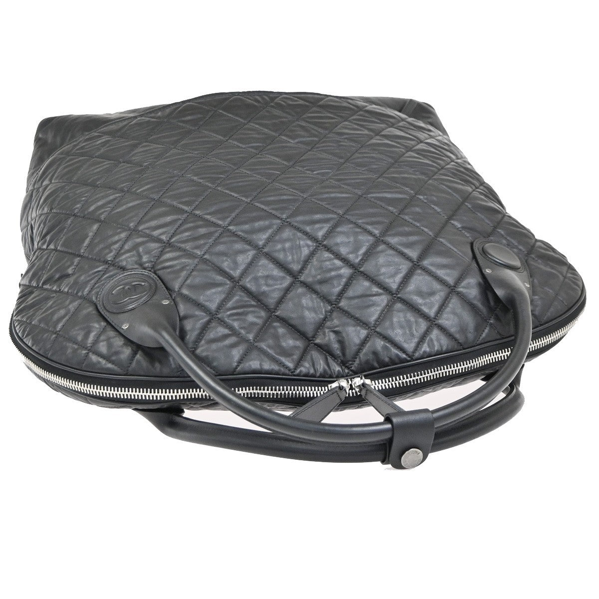 Chanel Horizontal Sport Weekender Bag Quilted Coated Canvas, BLACK, NYLON, Travel bag