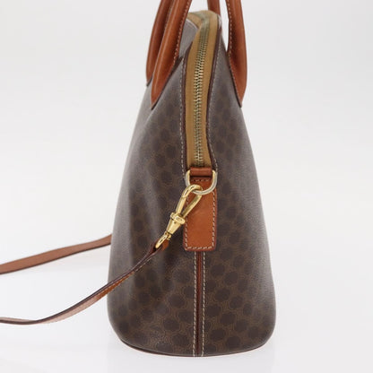Celine Vintage Macadam Handbag Canvas and Leather, BROWN, CANVAS, Handbag
