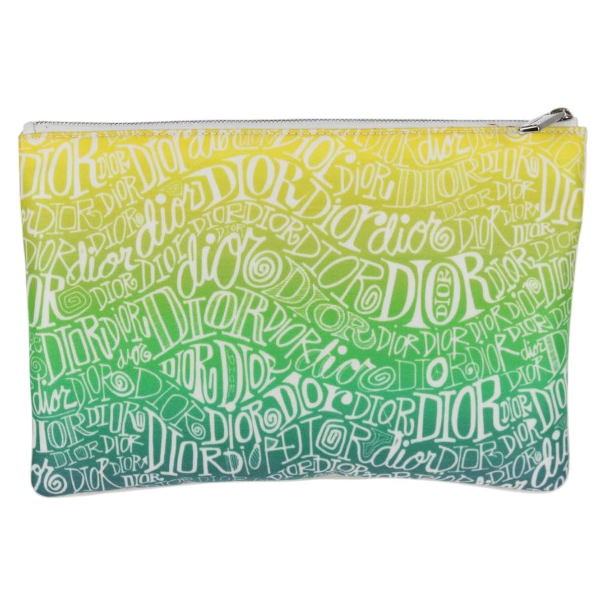 Christian Dior Pouch Stussy Nylon, YELLOW, NYLON, Clutche & pouche