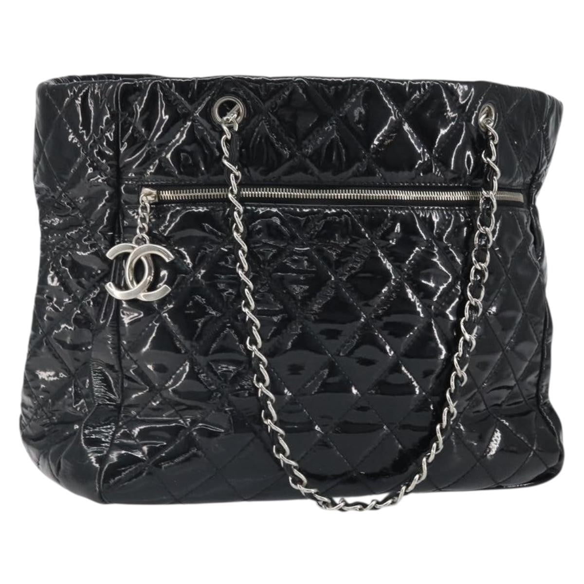Chanel CC Charm Tote Quilted Patent Vinyl, BLACK, PATENT_LEATHER, Tote bag
