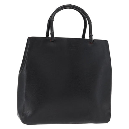 Gucci Vintage Bamboo Handle Tote Leather, BLACK, LEATHER, Tote bag
