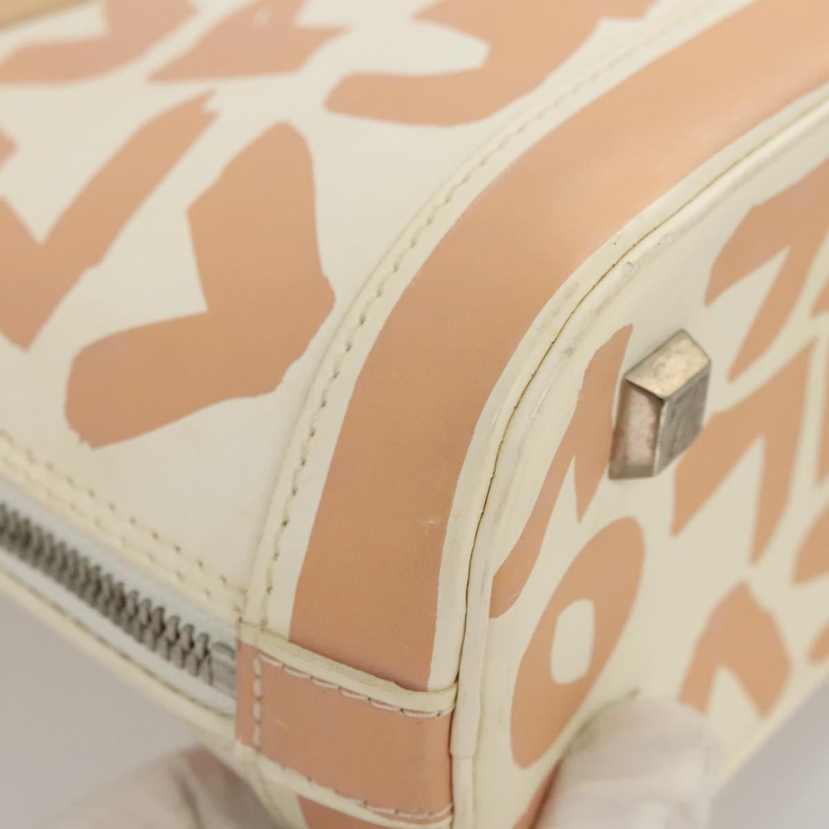 Louis Vuitton Alma Handbag Limited Edition Graffiti Leather, WHITE, CANVAS, Handbag