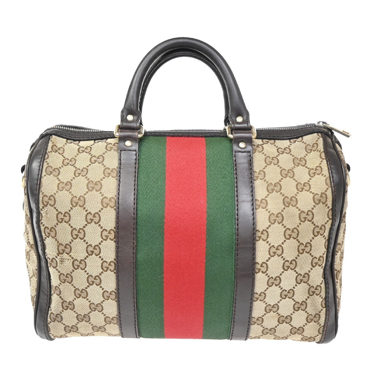 Gucci Vintage Web Boston Bag GG Canvas, BROWN, CANVAS, Handbag