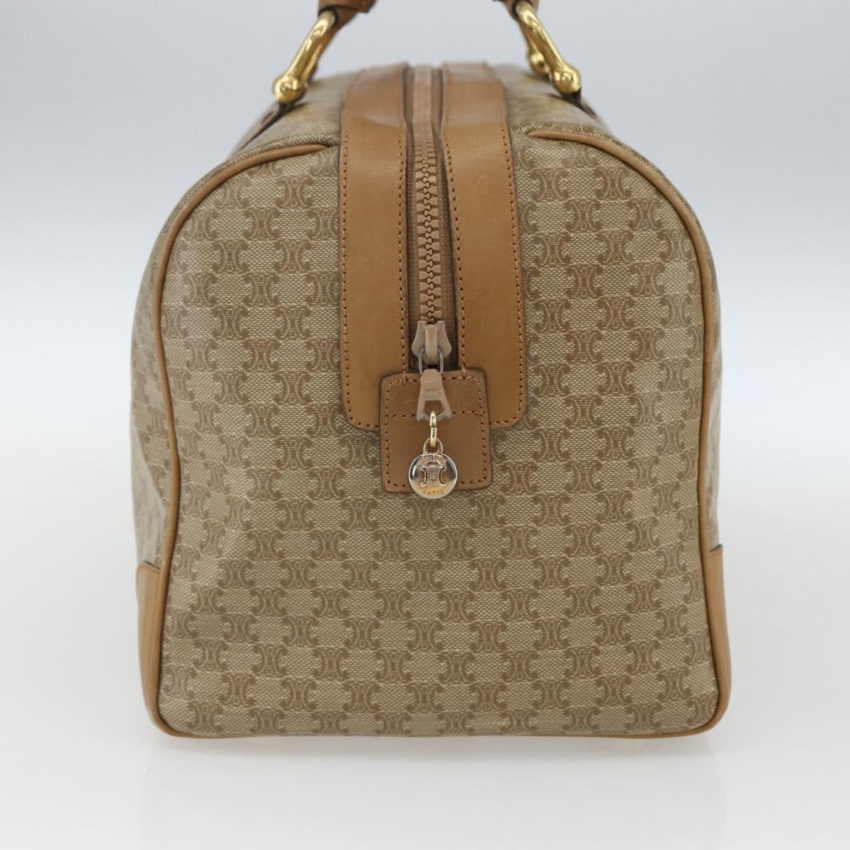 Celine Vintage Macadam Boston bag Canvas and Leather, BEIGE, CANVAS, Travel bag