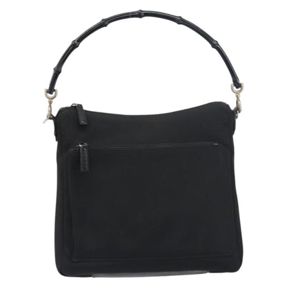 Gucci Vintage Bamboo Handle Bag Nylon, Black, Nylon, Handbag