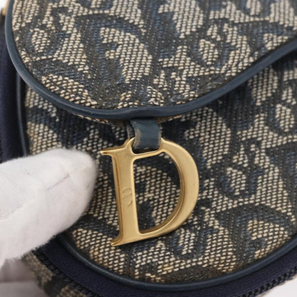 Christian Dior Vintage Saddle Coin Purse Diorissimo Canvas, Navy, Canvas, Clutch