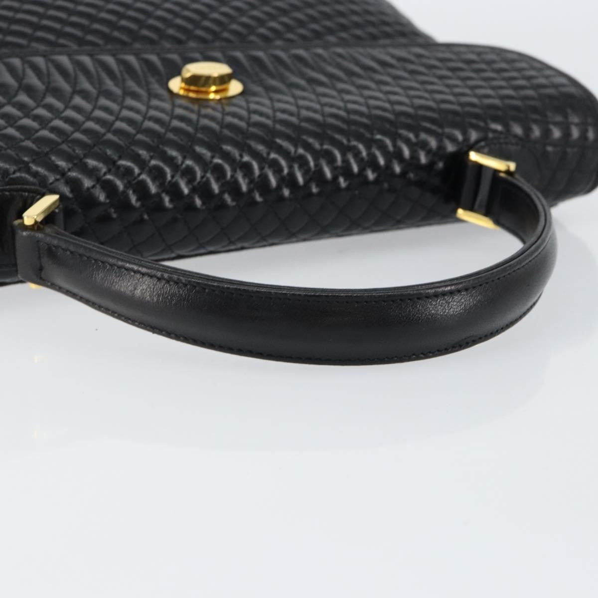 Bally Vintage Handbag Quilted Leather, BLACK, LEATHER, Handbag